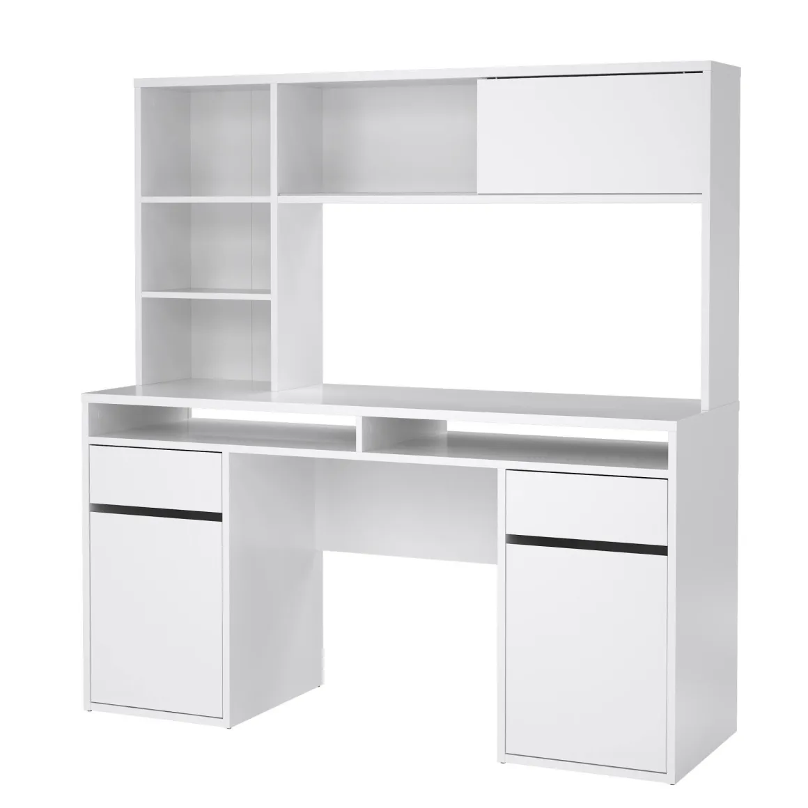 Scrivania lineare bianca lucida 149x48cm con libreria - Ambrenti