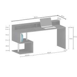 Scrivania lineare bianca lucida 180x60cm con supporto pc - Poseidone
