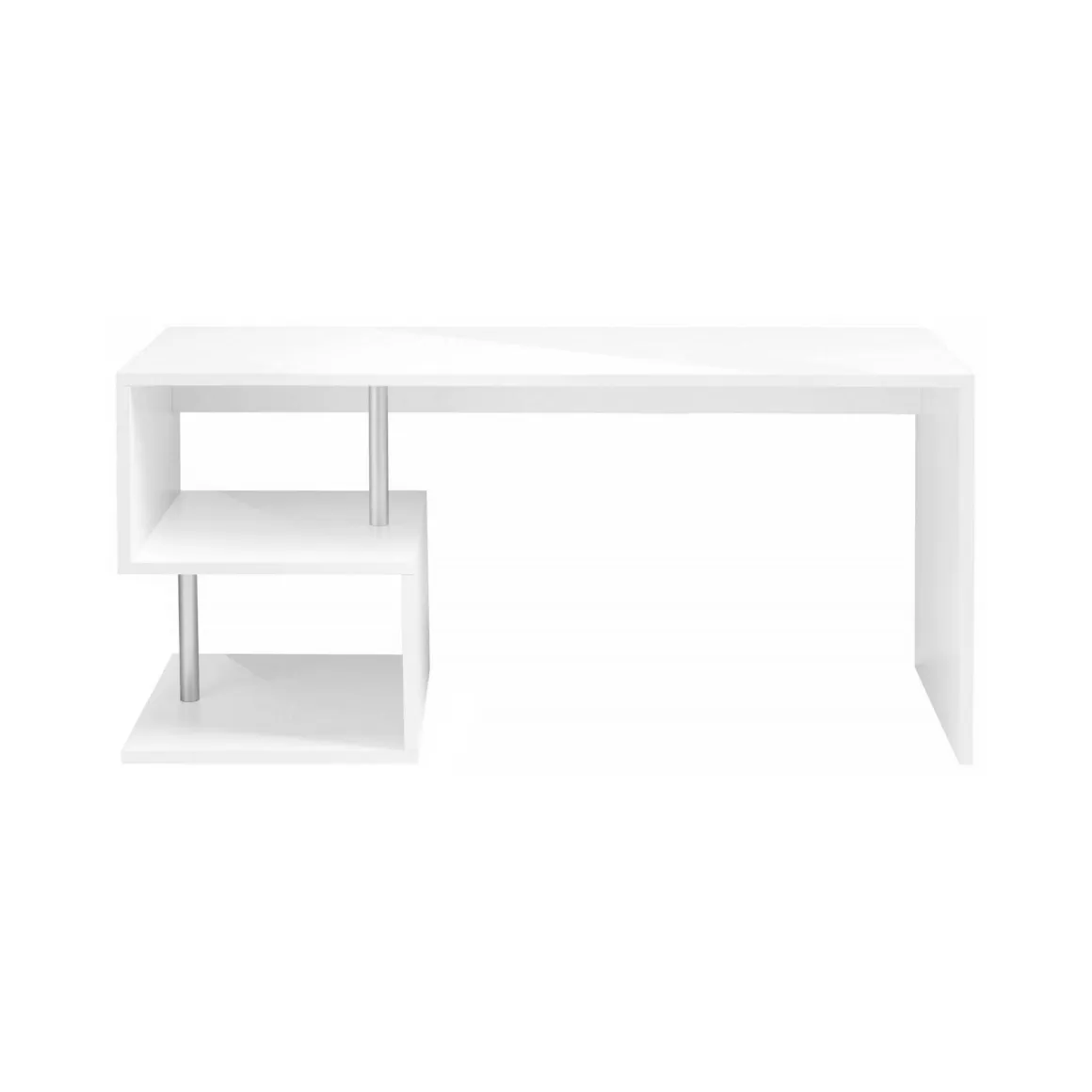 Scrivania lineare bianca lucida 180x60cm con supporto pc - Poseidone