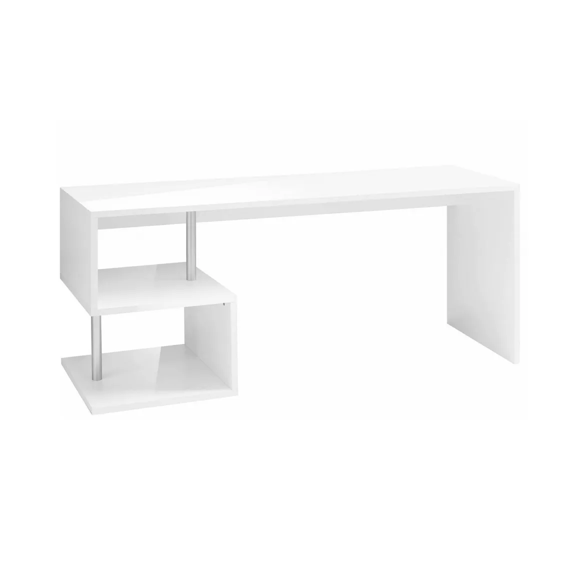 Scrivania lineare bianca lucida 180x60cm con supporto pc - Poseidone