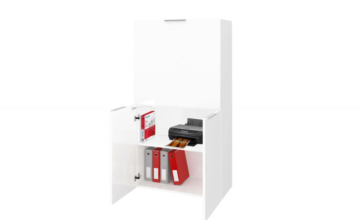 Scrivania lineare bianca lucida 70x35cm con libreria - Atroc