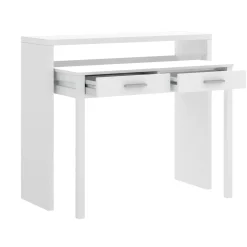 Scrivania lineare bianca lucida 99x70cm con 2 cassetti - Abarath