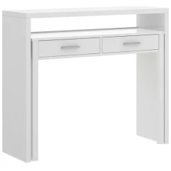 Scrivania lineare bianca lucida 99x70cm con 2 cassetti - Abarath