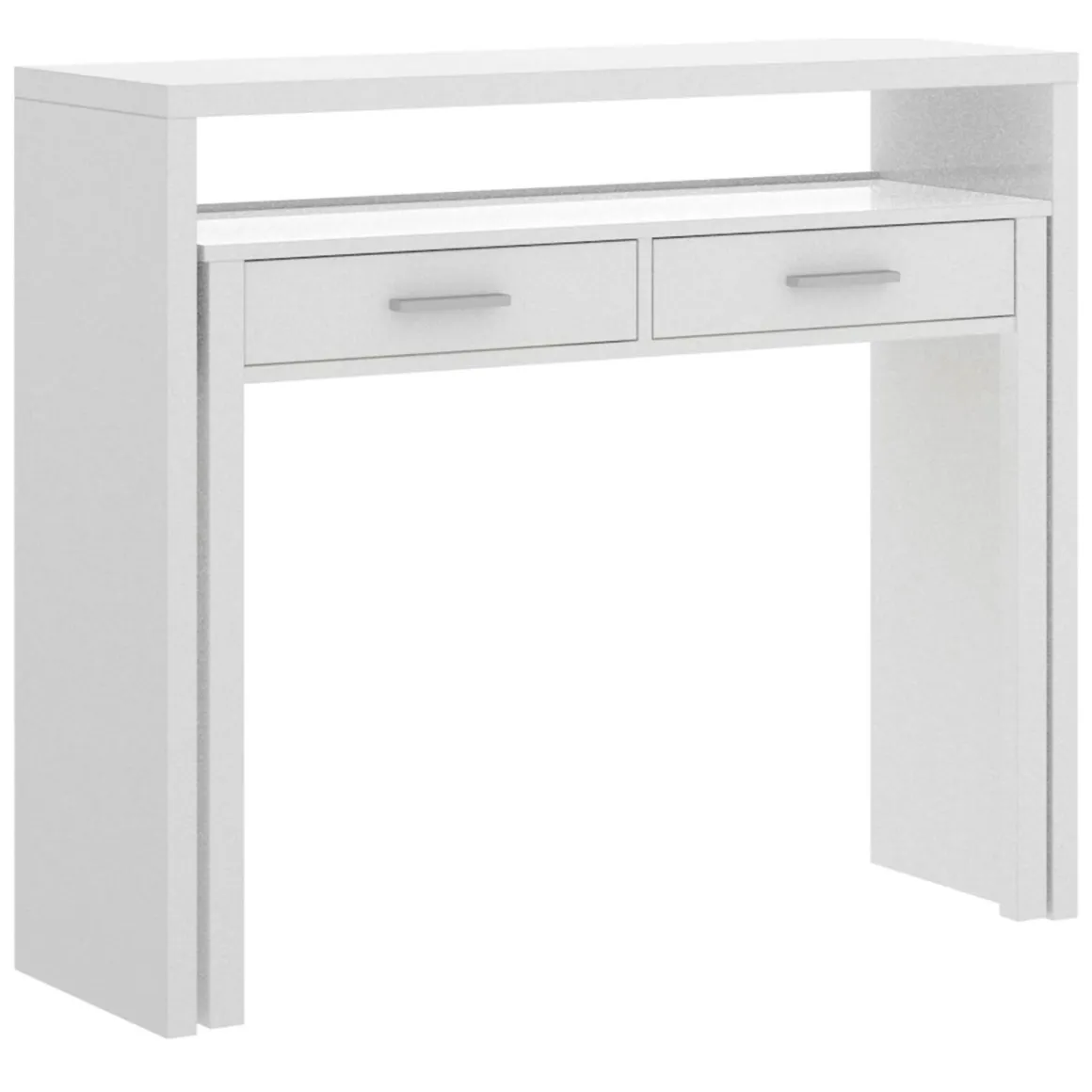Scrivania lineare bianca lucida 99x70cm con 2 cassetti - Abarath