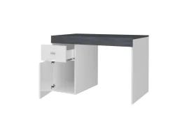 Ufficio|Camera Da Letto > Dmora Scrivania lineare bianca lucida e ardesia 110x50cm con supporto pc - Antioco Grigio Ardesia, Bianco Lucido