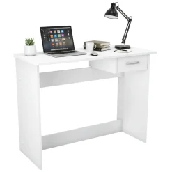 Scrivanie > Dmora Scrivania lineare bianca opaca 100x49cm con 1 cassetto - Bargagli Bianco Opaco