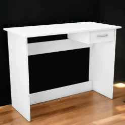 Scrivanie > Dmora Scrivania lineare bianca opaca 100x49cm con 1 cassetto - Bargagli Bianco Opaco