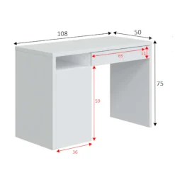 Scrivania lineare bianca 108x50cm con 1 cassetto - Ally