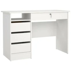 Scrivanie > Dmora Scrivania lineare bianca 109x48cm con 3 cassetti - Franklin Bianco