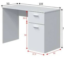 Scrivania lineare bianca 108x50cm in legno - Apos
