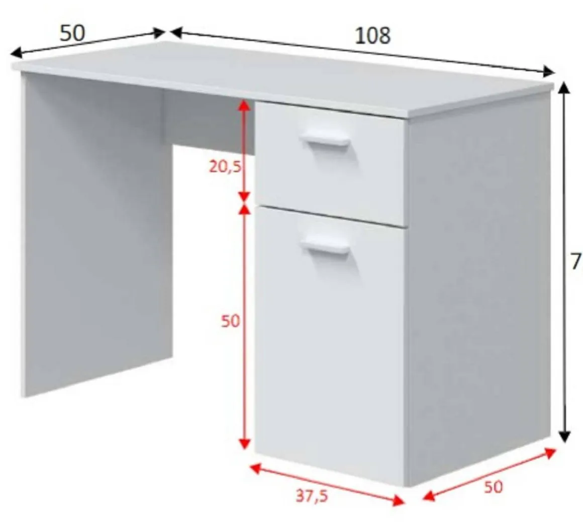 Scrivania lineare bianca 108x50cm in legno - Apos