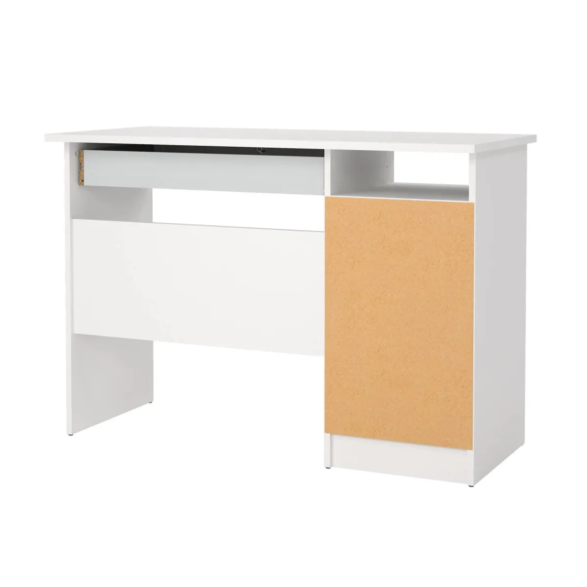 Scrivanie > Dmora Scrivania lineare bianca 109x48cm con 3 cassetti - Franklin Bianco