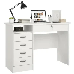 Ufficio|Camera Da Letto > Dmora Scrivania lineare bianca 109x50cm con 1 cassetto - Andi Bianco