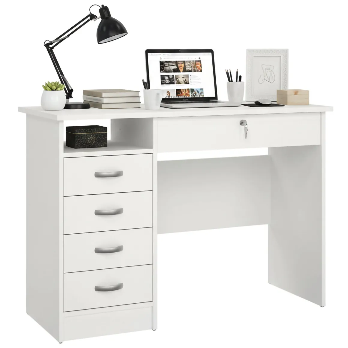 Scrivania lineare bianca 109x48cm in legno - Amor