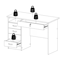 Scrivania lineare bianca 109x48cm in legno - Amor