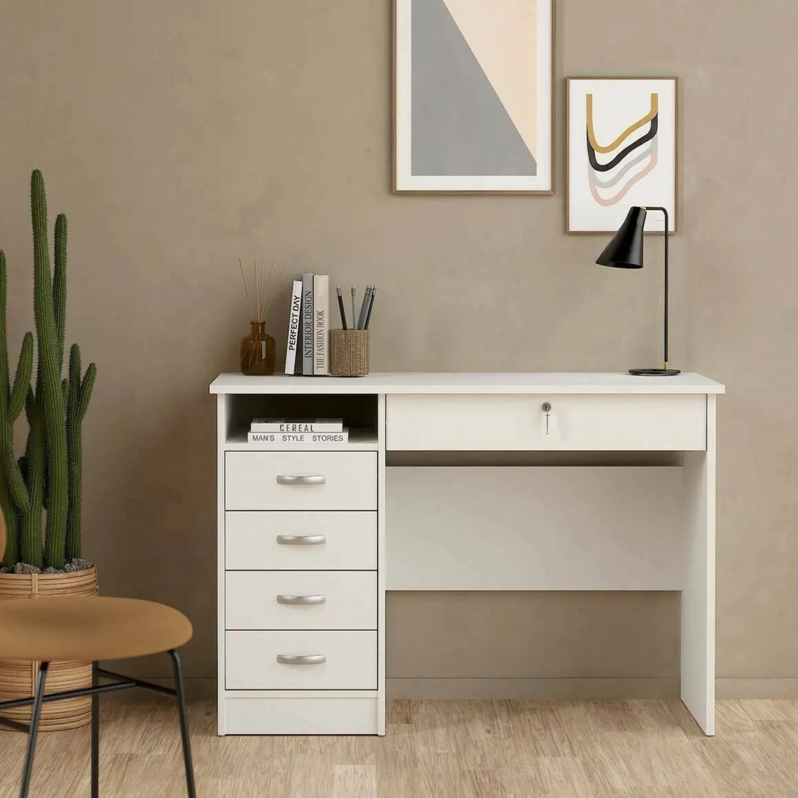 Scrivania lineare bianca 109x48cm in legno - Amor
