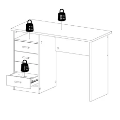 Scrivania lineare bianca 110x45cm con 3 cassetti - Appollo