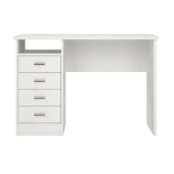 Scrivania lineare bianca 110x45cm con 3 cassetti - Appollo