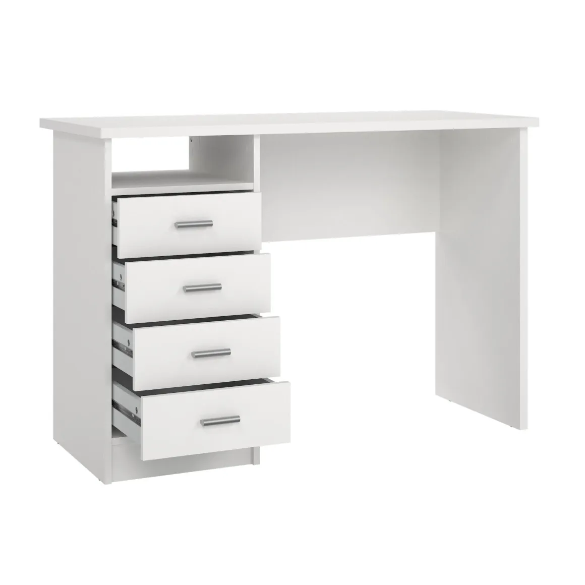Scrivania lineare bianca 110x45cm con 3 cassetti - Appollo