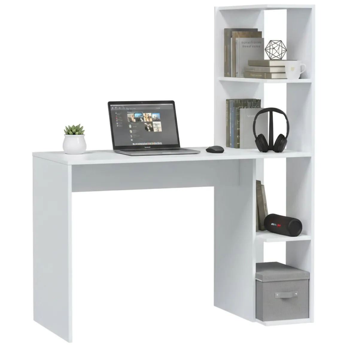 Scrivania lineare bianca 110x50cm con libreria - Abba