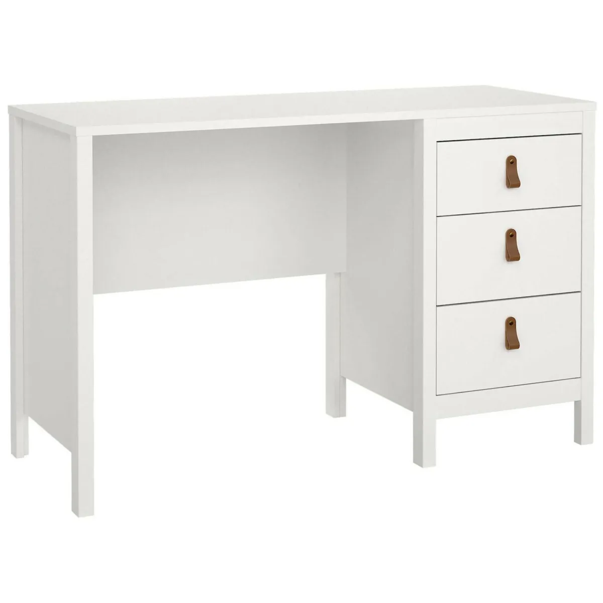 Scrivanie > Dmora Scrivania lineare bianca 120x48cm con 3 cassetti - Murjan Bianco