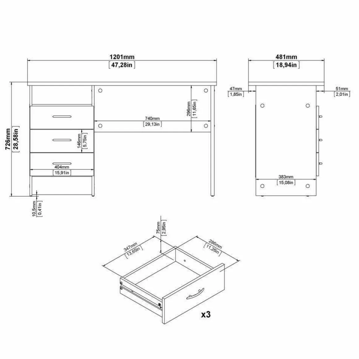 Scrivania lineare bianca 120x48cm in legno - Andre
