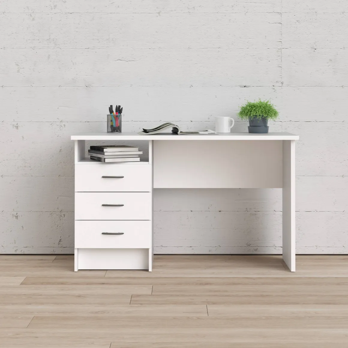 Scrivania lineare bianca 120x48cm in legno - Andre