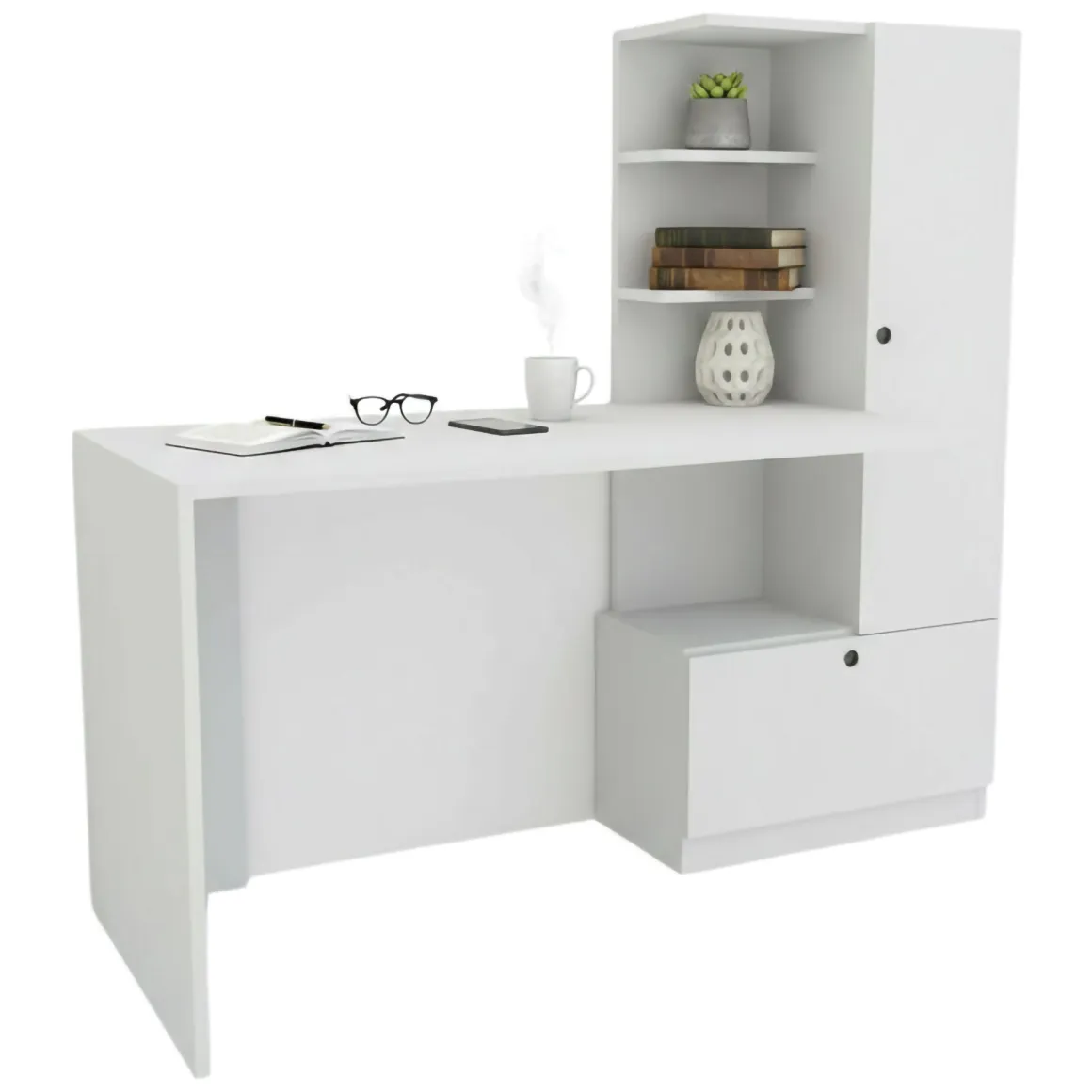 Scrivania lineare bianca 120x61cm con 1 cassetto - Kimberly
