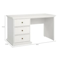Ufficio|Camera Da Letto > Dmora Scrivania lineare bianca 138x60cm con 2 cassetti - Abol Bianco