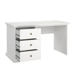 Ufficio|Camera Da Letto > Dmora Scrivania lineare bianca 138x60cm con 2 cassetti - Abol Bianco