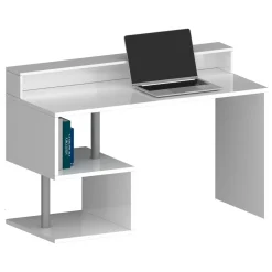 Ufficio|Camera Da Letto > Dmora Scrivania lineare bianca 140x60cm con supporto computer - Yemyin Bianco