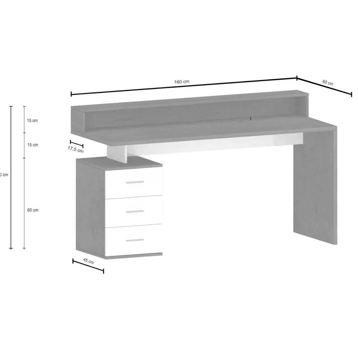 Ufficio|Camera Da Letto > Dmora Scrivania lineare bianca 180x60cm - Arre Bianco