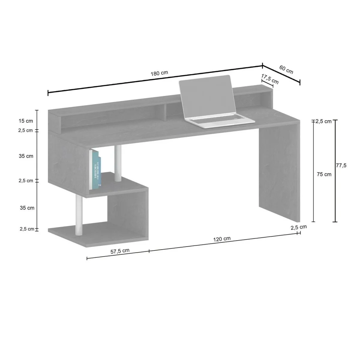 Scrivania lineare bianca 180x60cm con porta pc - Aurigo