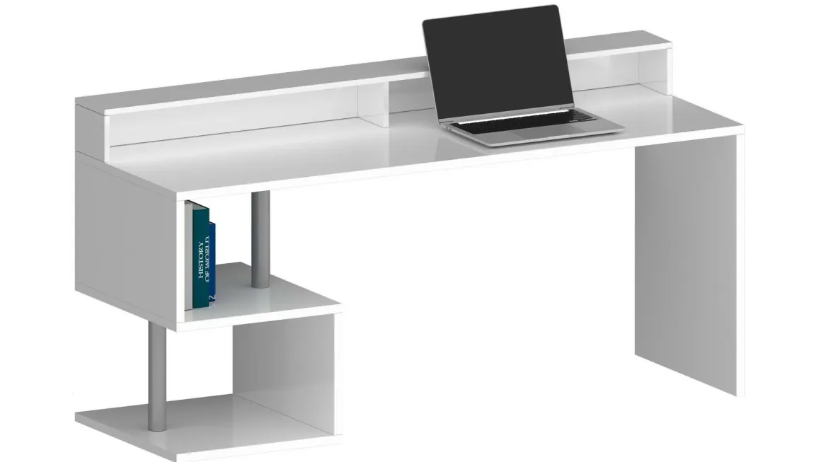 Scrivania lineare bianca 180x60cm con porta pc - Aurigo