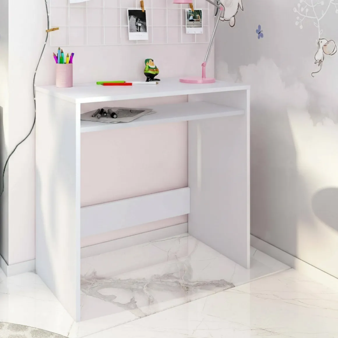 Scrivania lineare bianca 79x43cm con porta pc - Acu