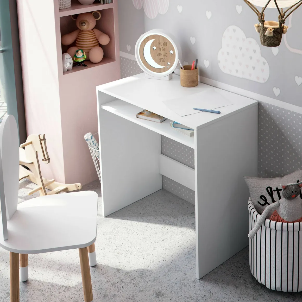Scrivania lineare bianca 79x43cm con porta pc - Acu