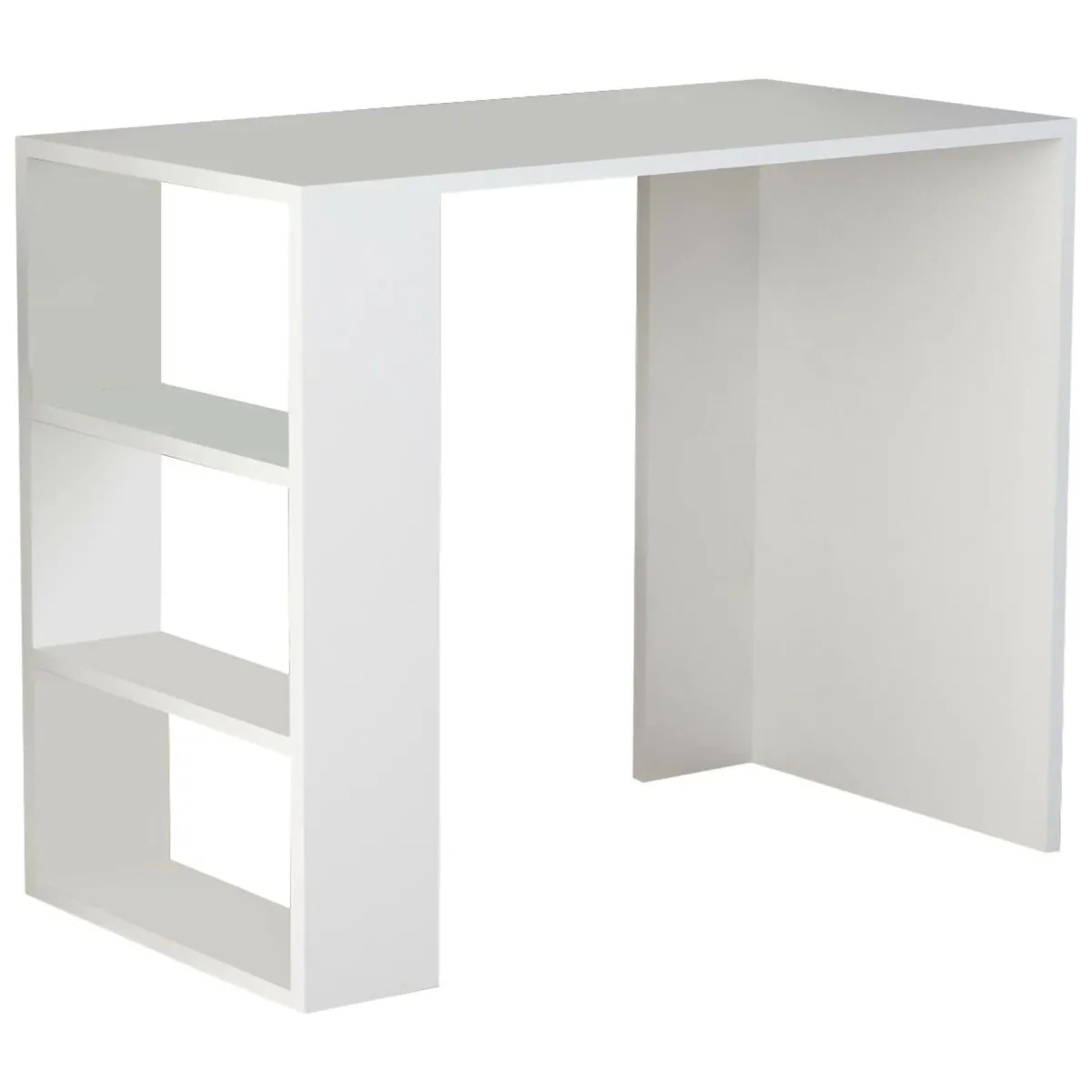 Scrivanie > Dmora Scrivania lineare bianca 90x40cm con libreria - Riad Bianco