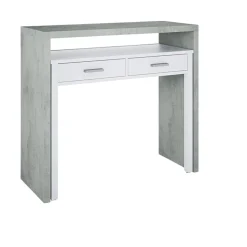 Salotto|Scrivanie > Dmora Scrivania lineare cemento e bianca 98x36cm con 2 cassetti - Andriy Bianco, Grigio Cemento