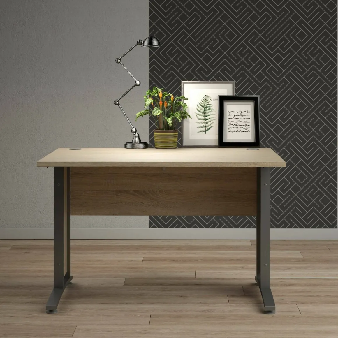 Scrivania lineare grigia e quercia 120x80cm in legno - Amigos