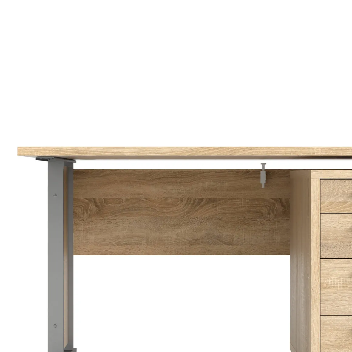 Scrivania lineare grigia e quercia 150x80cm con 3 cassetti - Azzaro