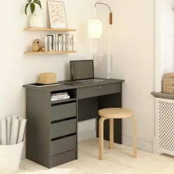 Scrivania lineare grigia 109x48cm con 3 cassetti - Franklin