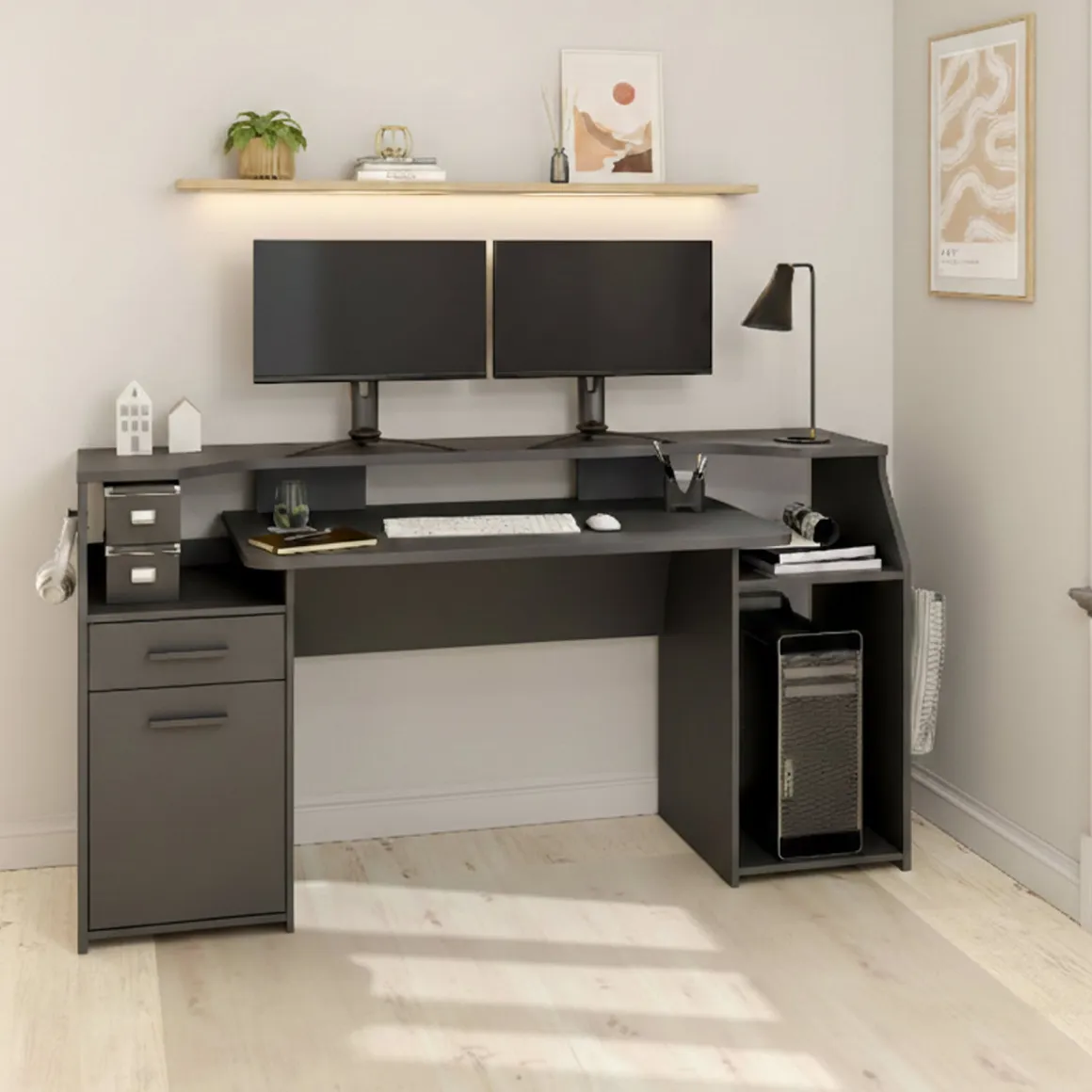Scrivanie > Dmora Scrivania lineare grigia 171x62cm per studio - Napoleon Grigio