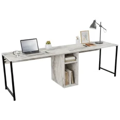 Scrivanie > Dmora Scrivania lineare marmo e nera 240x60cm - Violet Nero, Bianco Marmo