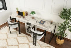 Scrivanie > Dmora Scrivania lineare marmo e nera 240x60cm - Violet Nero, Bianco Marmo