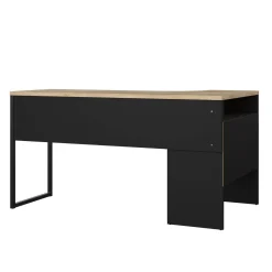 Scrivanie > Dmora Scrivania lineare nera e quercia 145x81cm con 2 cassetti - Moire Marrone, Nero Quercia