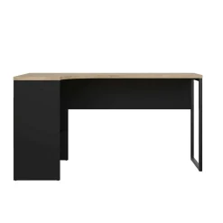 Ufficio|Camera Da Letto > Dmora Scrivania lineare nera e rovere 54x138cm metallo - Nausicaa Marrone, Nero Rovere