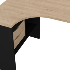 Ufficio|Camera Da Letto > Dmora Scrivania lineare nera e rovere 54x138cm metallo - Nausicaa Marrone, Nero Rovere