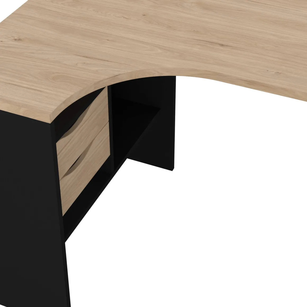 Ufficio|Camera Da Letto > Dmora Scrivania lineare nera e rovere 54x138cm metallo - Nausicaa Marrone, Nero Rovere