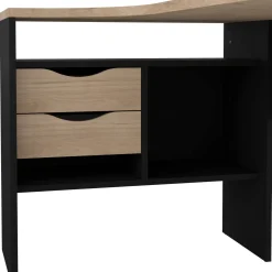 Ufficio|Camera Da Letto > Dmora Scrivania lineare nera e rovere 54x138cm metallo - Nausicaa Marrone, Nero Rovere