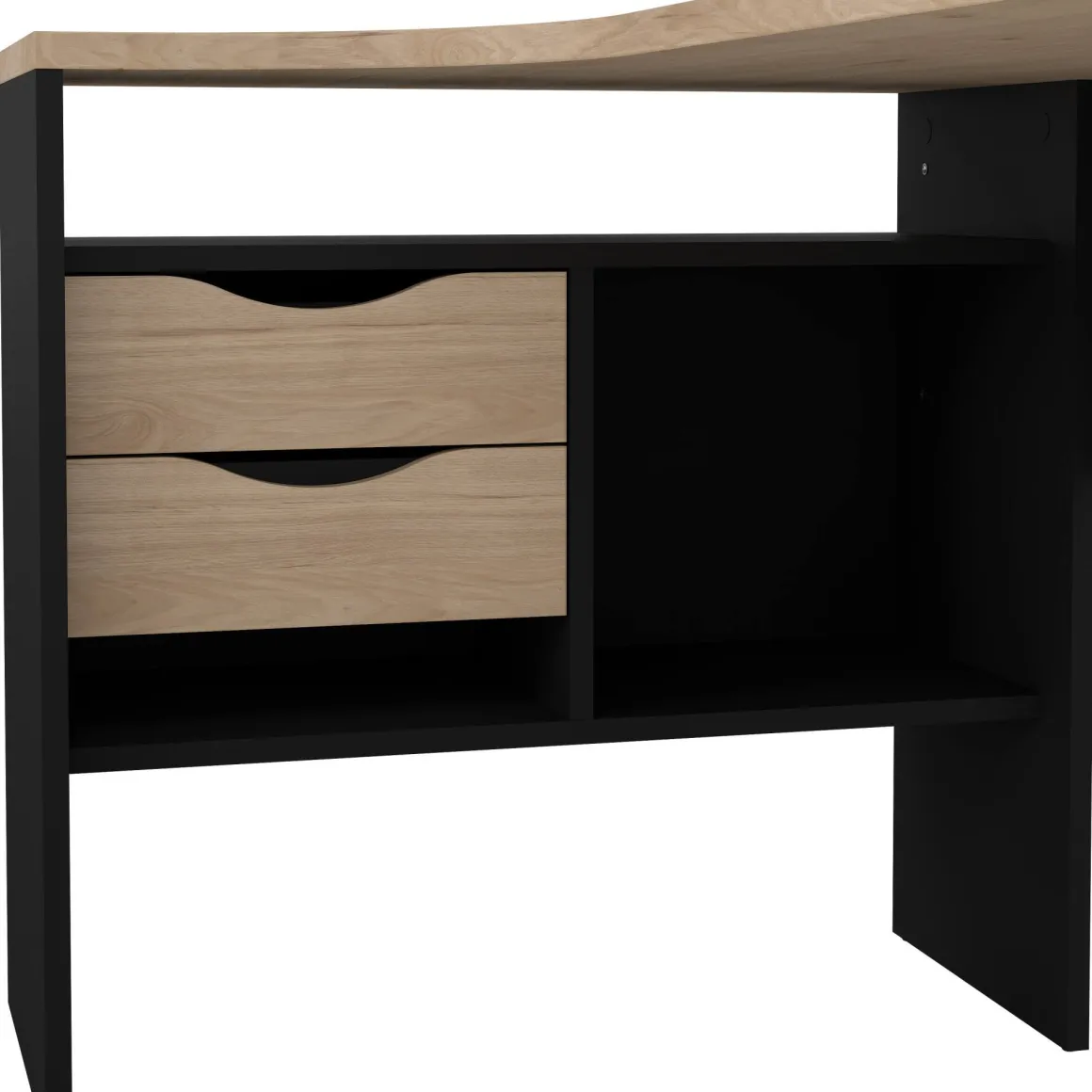 Ufficio|Camera Da Letto > Dmora Scrivania lineare nera e rovere 54x138cm metallo - Nausicaa Marrone, Nero Rovere
